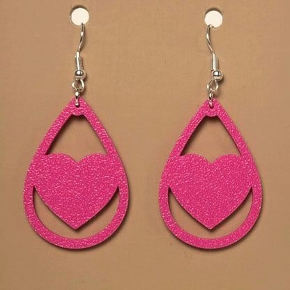 Boucle d'oreille en forme de Coeur imprimée en 3D avec crochets hypoallergéniques sans nickel