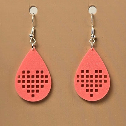 Boucle d'oreille en forme de Coeur imprimée en 3D avec crochets hypoallergéniques sans nickel