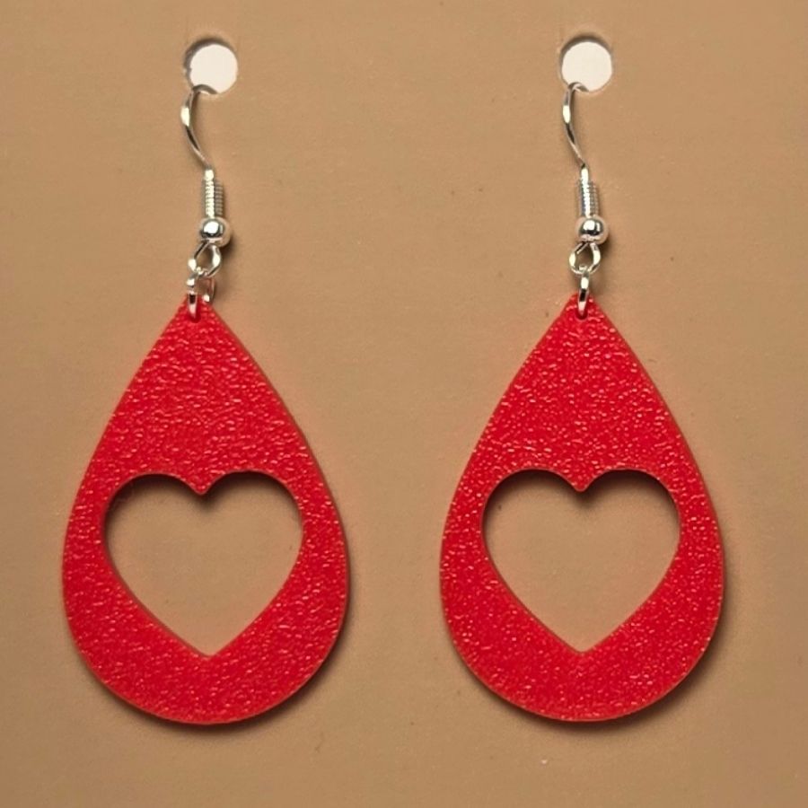 Boucle d'oreille en forme de Coeur imprimée en 3D avec crochets hypoallergéniques sans nickel