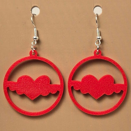 Boucle d'oreille en forme de Coeur imprimée en 3D avec crochets hypoallergéniques sans nickel