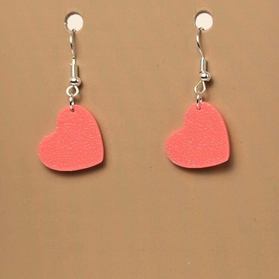 Boucle d'oreille en forme de Coeur imprimée en 3D avec crochets hypoallergéniques sans nickel