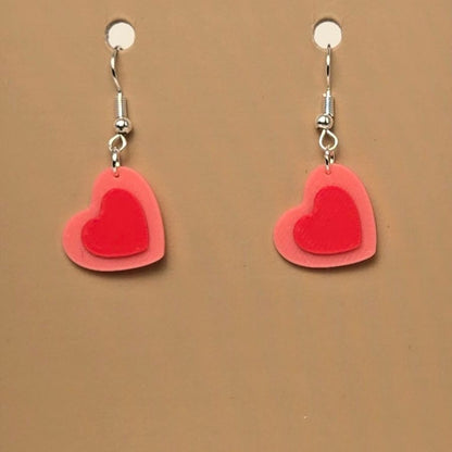 Boucle d'oreille en forme de Coeur imprimée en 3D avec crochets hypoallergéniques sans nickel