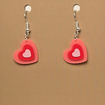 Boucle d'oreille en forme de Coeur imprimée en 3D avec crochets hypoallergéniques sans nickel