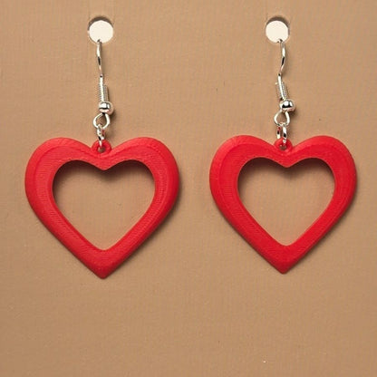 Boucle d'oreille en forme de Coeur imprimée en 3D avec crochets hypoallergéniques sans nickel