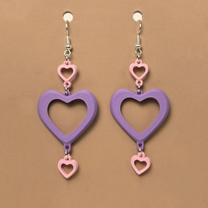 Boucle d'oreille en forme de Coeur imprimée en 3D avec crochets hypoallergéniques sans nickel