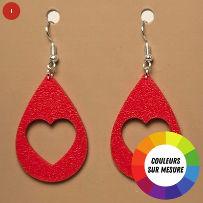 Boucle d'oreille en forme de Coeur imprimée en 3D avec crochets hypoallergéniques sans nickel