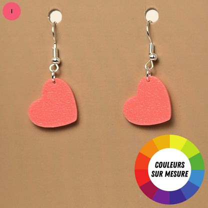 Boucle d'oreille en forme de Coeur imprimée en 3D avec crochets hypoallergéniques sans nickel