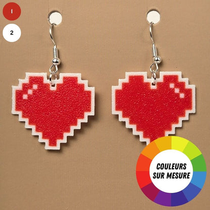 Boucle d'oreille en forme de Coeur imprimée en 3D avec crochets hypoallergéniques sans nickel