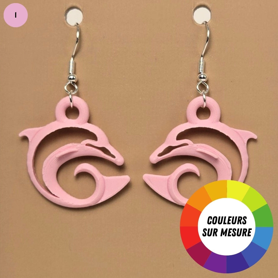 Boucle d'oreille en forme de Dauphin avec crochets hypoallergéniques sans nickel