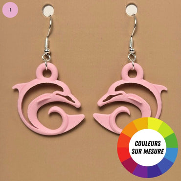 Boucle d'oreille en forme de Dauphin avec crochets hypoallergéniques sans nickel