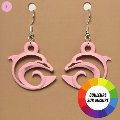 Boucle d'oreille en forme de Dauphin avec crochets hypoallergéniques sans nickel