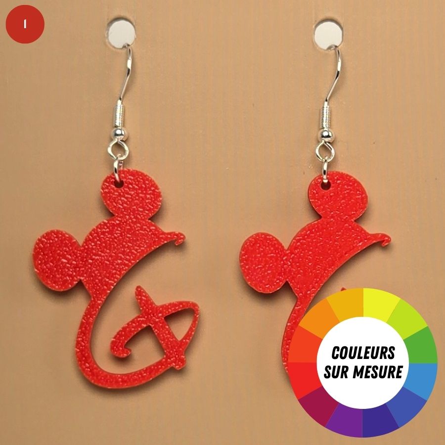 Boucle d'oreille en forme de Disney avec crochets hypoallergéniques sans nickel