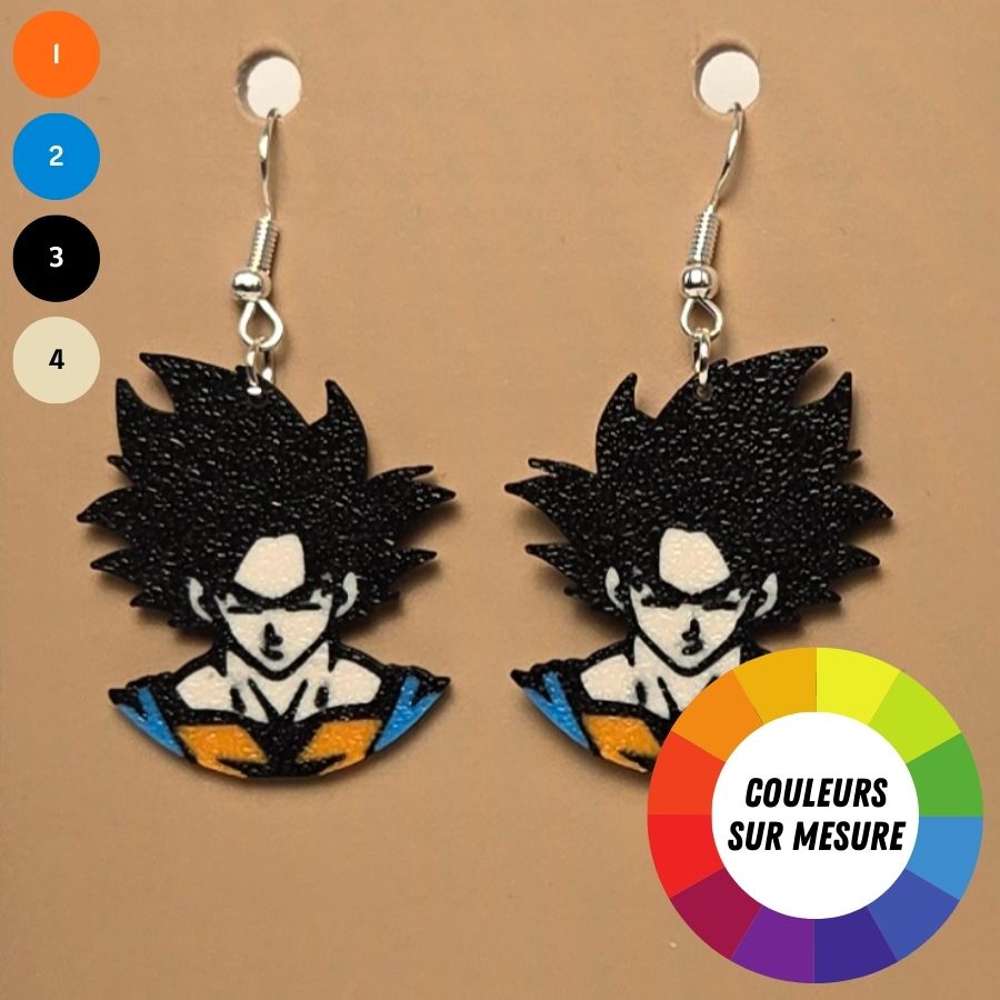 Boucle d'oreille en forme de Dragon Ball (Sangoku) avec crochets hypoallergéniques sans nickel