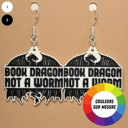 Boucle d'oreille en forme de Dragon Studio avec crochets hypoallergéniques sans nickel