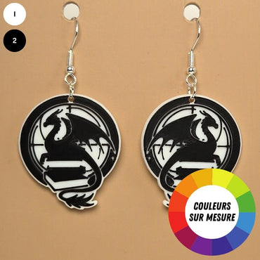 Boucle d'oreille en forme de Dragon Studio avec crochets hypoallergéniques sans nickel