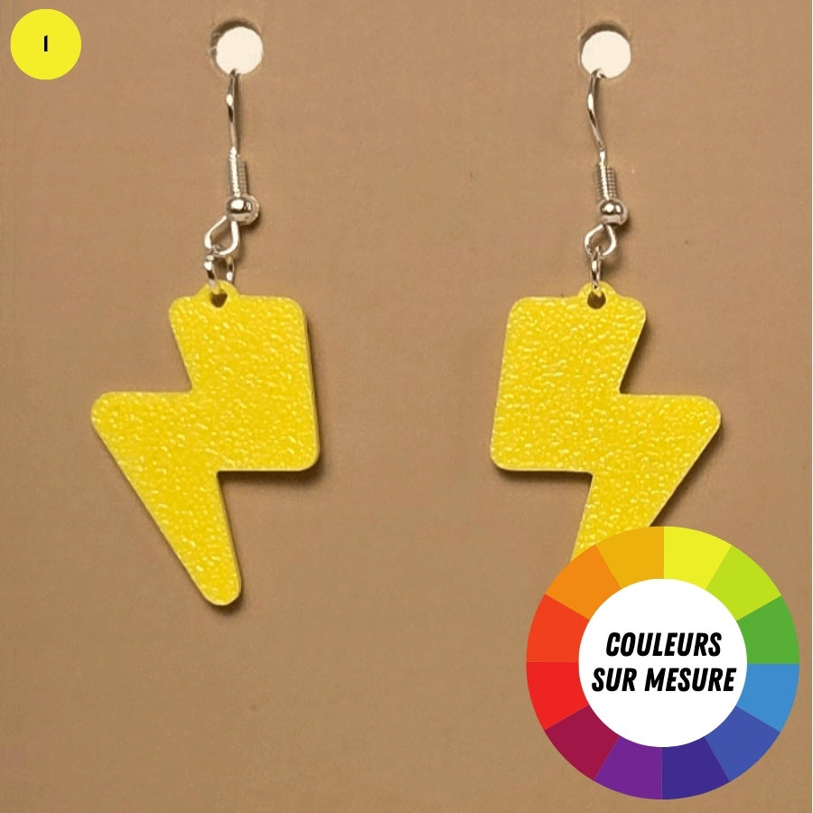 Boucle d'oreille en forme de Éclair avec crochets hypoallergéniques sans nickel