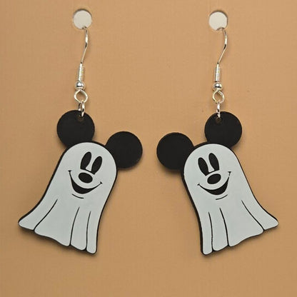 Boucle d'oreille en forme de Fantome Mickey avec crochets hypoallergéniques sans nickel
