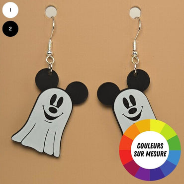 Boucle d'oreille en forme de Fantome Mickey avec crochets hypoallergéniques sans nickel