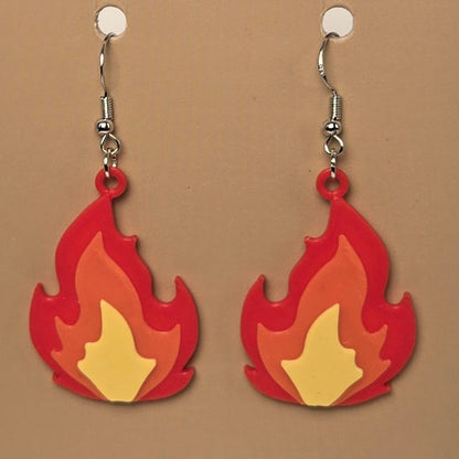 Boucle d'oreille en forme de Feu avec crochets hypoallergéniques sans nickel