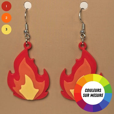 Boucle d'oreille en forme de Feu avec crochets hypoallergéniques sans nickel