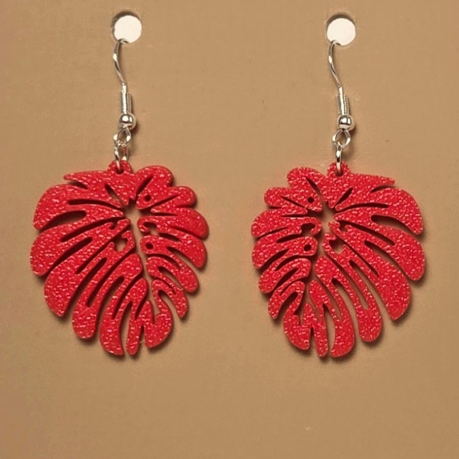 Boucle d'oreille en forme de Feuille avec crochets hypoallergéniques sans nickel