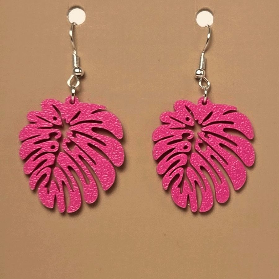 Boucle d'oreille en forme de Feuille avec crochets hypoallergéniques sans nickel