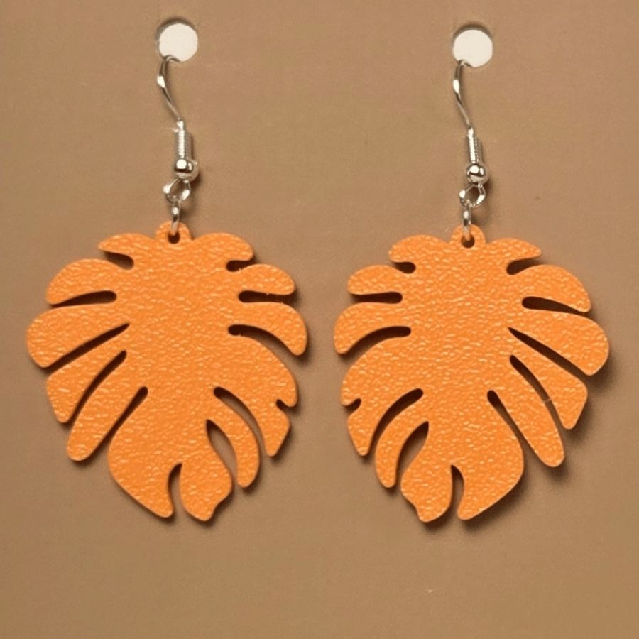Boucle d'oreille en forme de Feuille avec crochets hypoallergéniques sans nickel