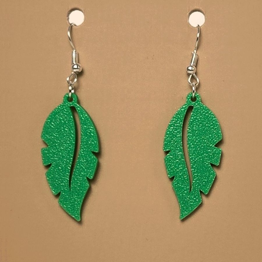 Boucle d'oreille en forme de Feuille avec crochets hypoallergéniques sans nickel