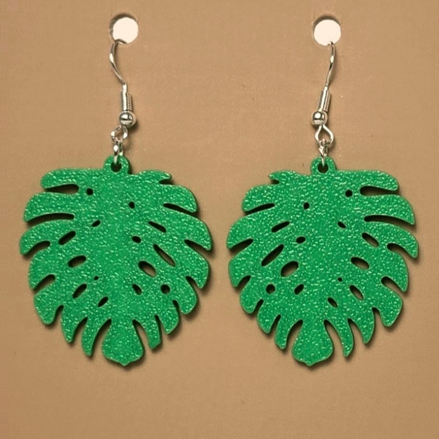 Boucle d'oreille en forme de Feuille avec crochets hypoallergéniques sans nickel