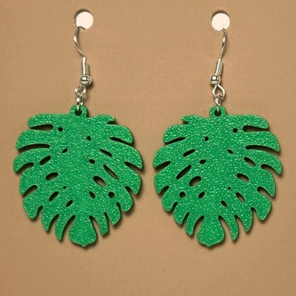 Boucle d'oreille en forme de Feuille avec crochets hypoallergéniques sans nickel