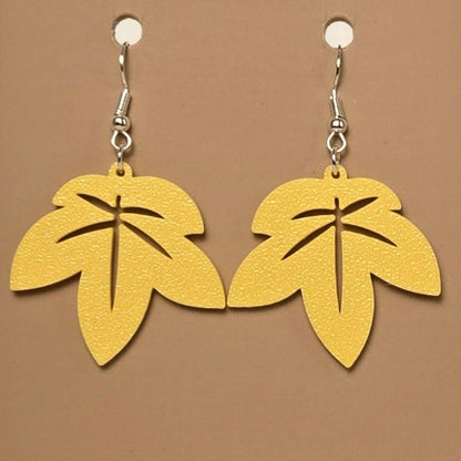 Boucle d'oreille en forme de Feuille avec crochets hypoallergéniques sans nickel