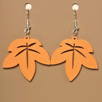 Boucle d'oreille en forme de Feuille avec crochets hypoallergéniques sans nickel
