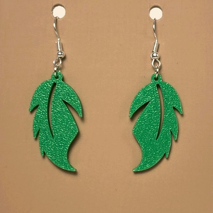 Boucle d'oreille en forme de Feuille avec crochets hypoallergéniques sans nickel