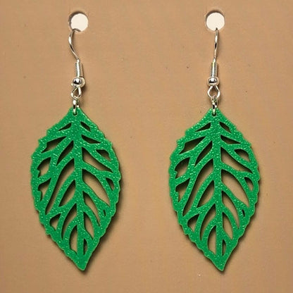 Boucle d'oreille en forme de Feuille avec crochets hypoallergéniques sans nickel