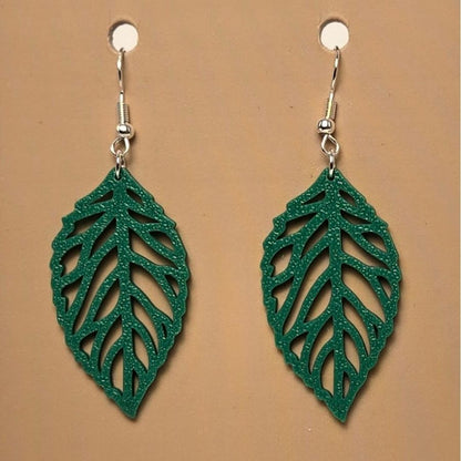 Boucle d'oreille en forme de Feuille avec crochets hypoallergéniques sans nickel