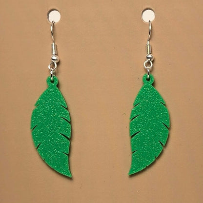 Boucle d'oreille en forme de Feuille avec crochets hypoallergéniques sans nickel