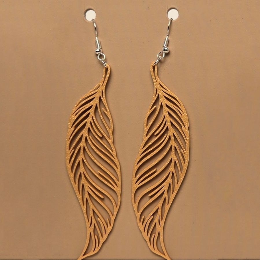 Boucle d'oreille en forme de Feuille avec crochets hypoallergéniques sans nickel