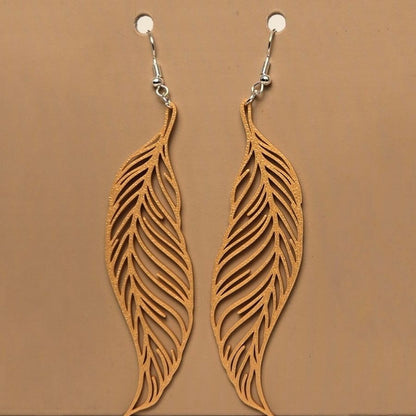 Boucle d'oreille en forme de Feuille avec crochets hypoallergéniques sans nickel