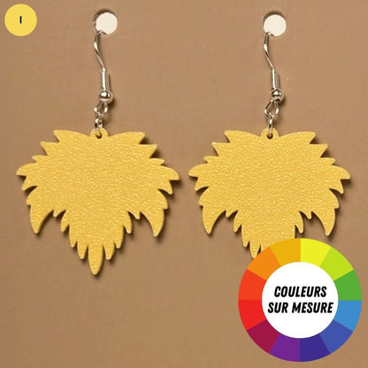 Boucle d'oreille en forme de Feuille avec crochets hypoallergéniques sans nickel