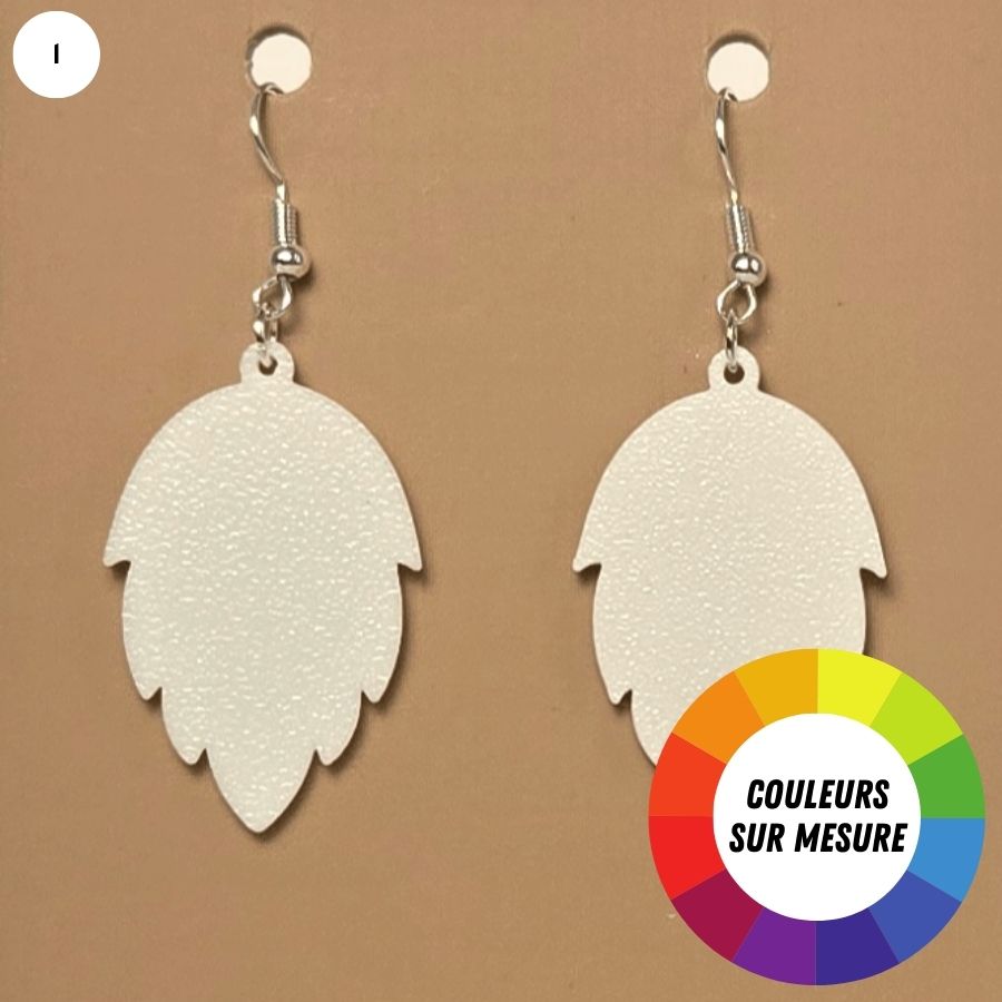 Boucle d'oreille en forme de Feuille avec crochets hypoallergéniques sans nickel