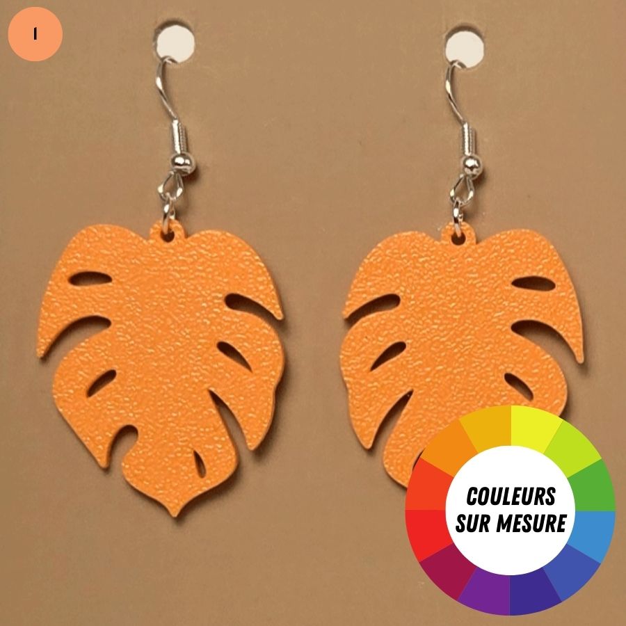 Boucle d'oreille en forme de Feuille avec crochets hypoallergéniques sans nickel