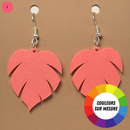 Boucle d'oreille en forme de Feuille avec crochets hypoallergéniques sans nickel