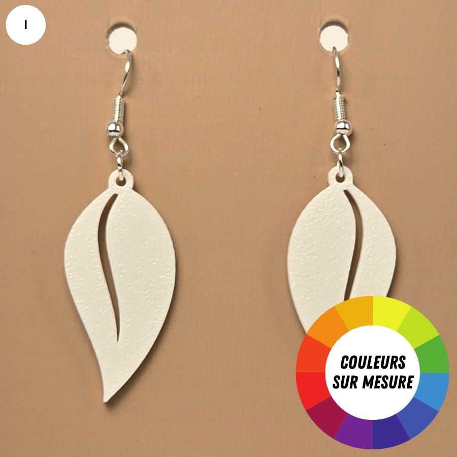 Boucle d'oreille en forme de Feuille avec crochets hypoallergéniques sans nickel