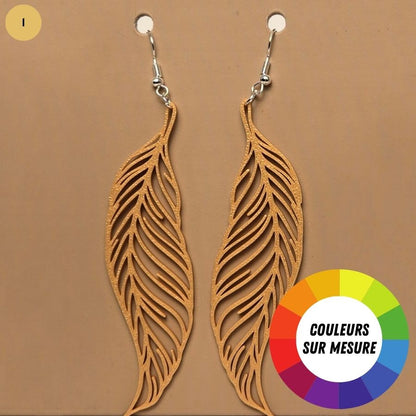 Boucle d'oreille en forme de Feuille avec crochets hypoallergéniques sans nickel
