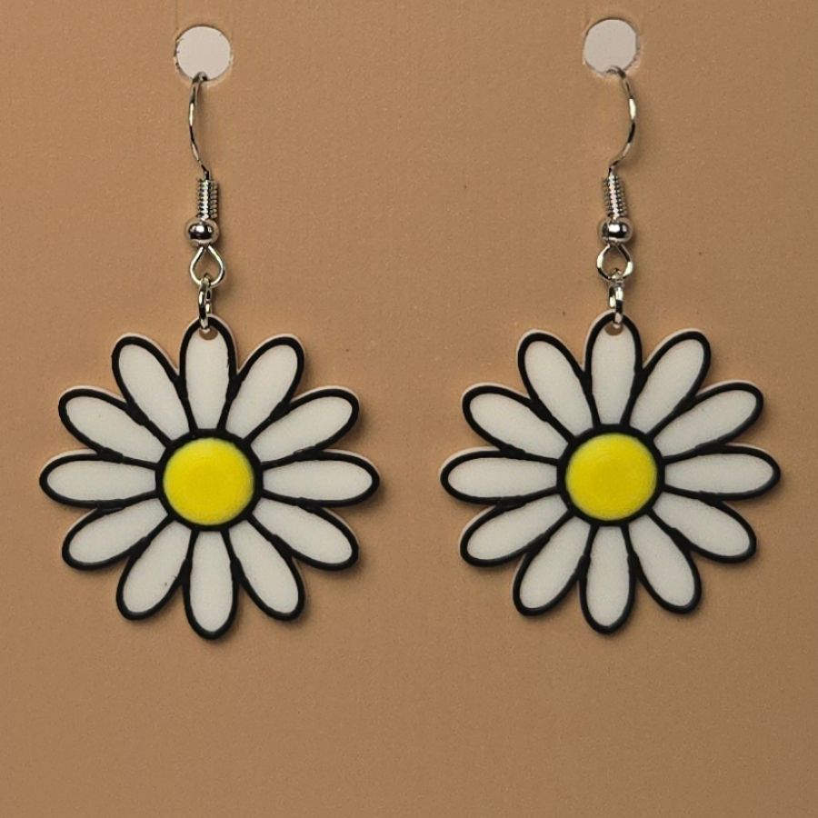 Boucle d'oreille en forme de Fleur avec crochets hypoallergéniques sans nickel