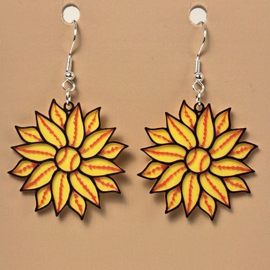 Boucle d'oreille en forme de Fleur avec crochets hypoallergéniques sans nickel