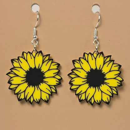 Boucle d'oreille en forme de Fleur avec crochets hypoallergéniques sans nickel