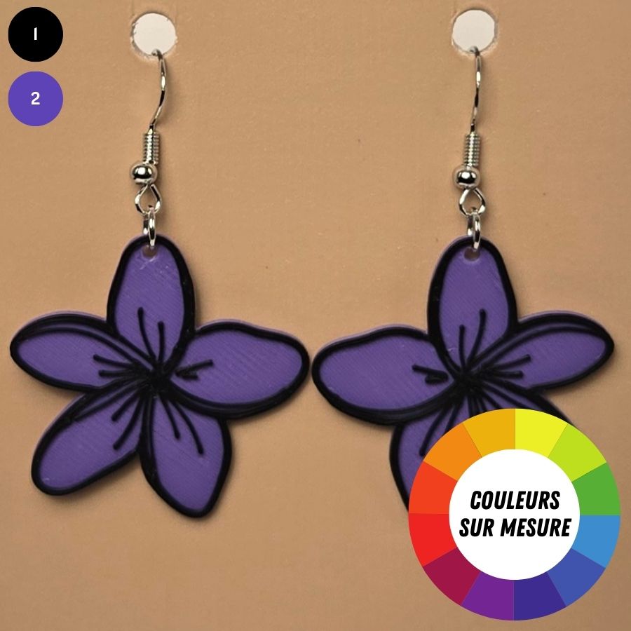 Boucle d'oreille en forme de Fleur avec crochets hypoallergéniques sans nickel
