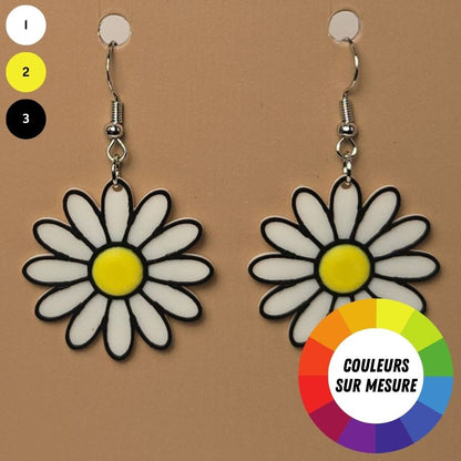 Boucle d'oreille en forme de Fleur avec crochets hypoallergéniques sans nickel