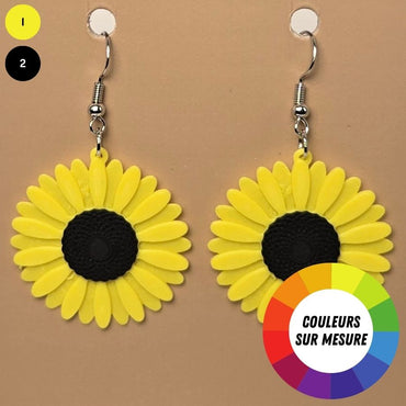 Boucle d'oreille en forme de Fleur avec crochets hypoallergéniques sans nickel
